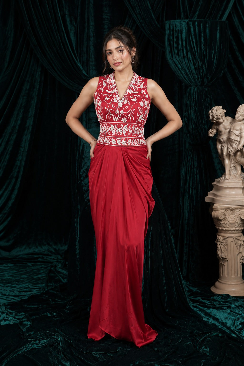 Scarlet Affair Red Embroidered Indo-Western