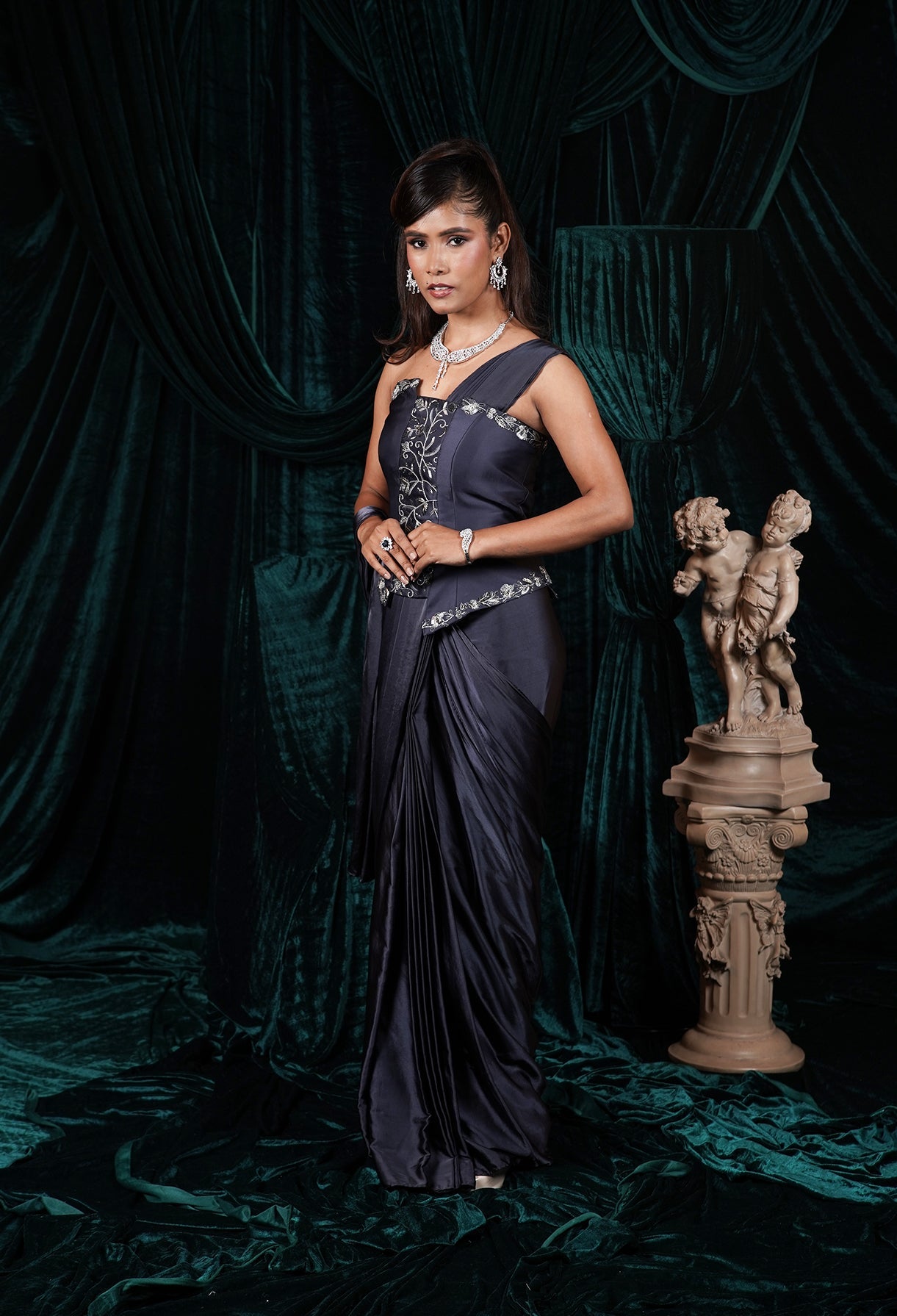 Mystic Night Midnight Blue Embroidered Indo- Western
